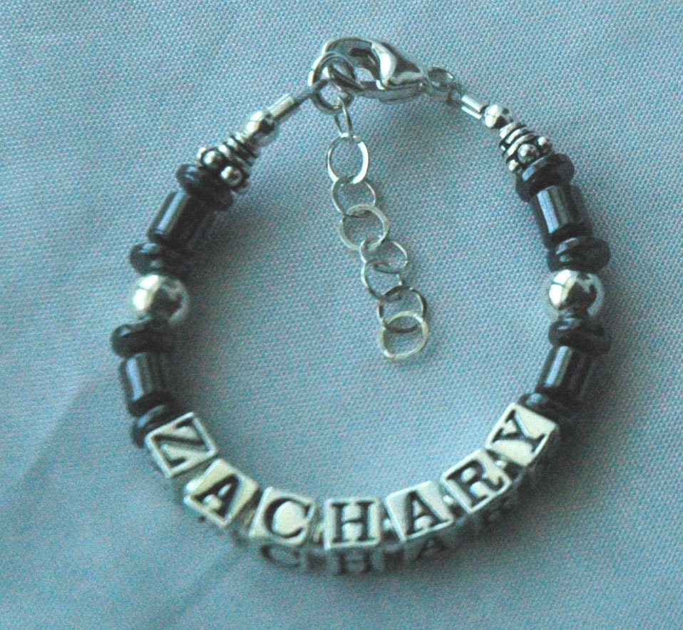 Personalized Boys Name Bracelet,Custom Name Bracelet Baptism Baby Boy Bracelet,Christening Bracelet, Baby/Children's Name Bracelet for Boys