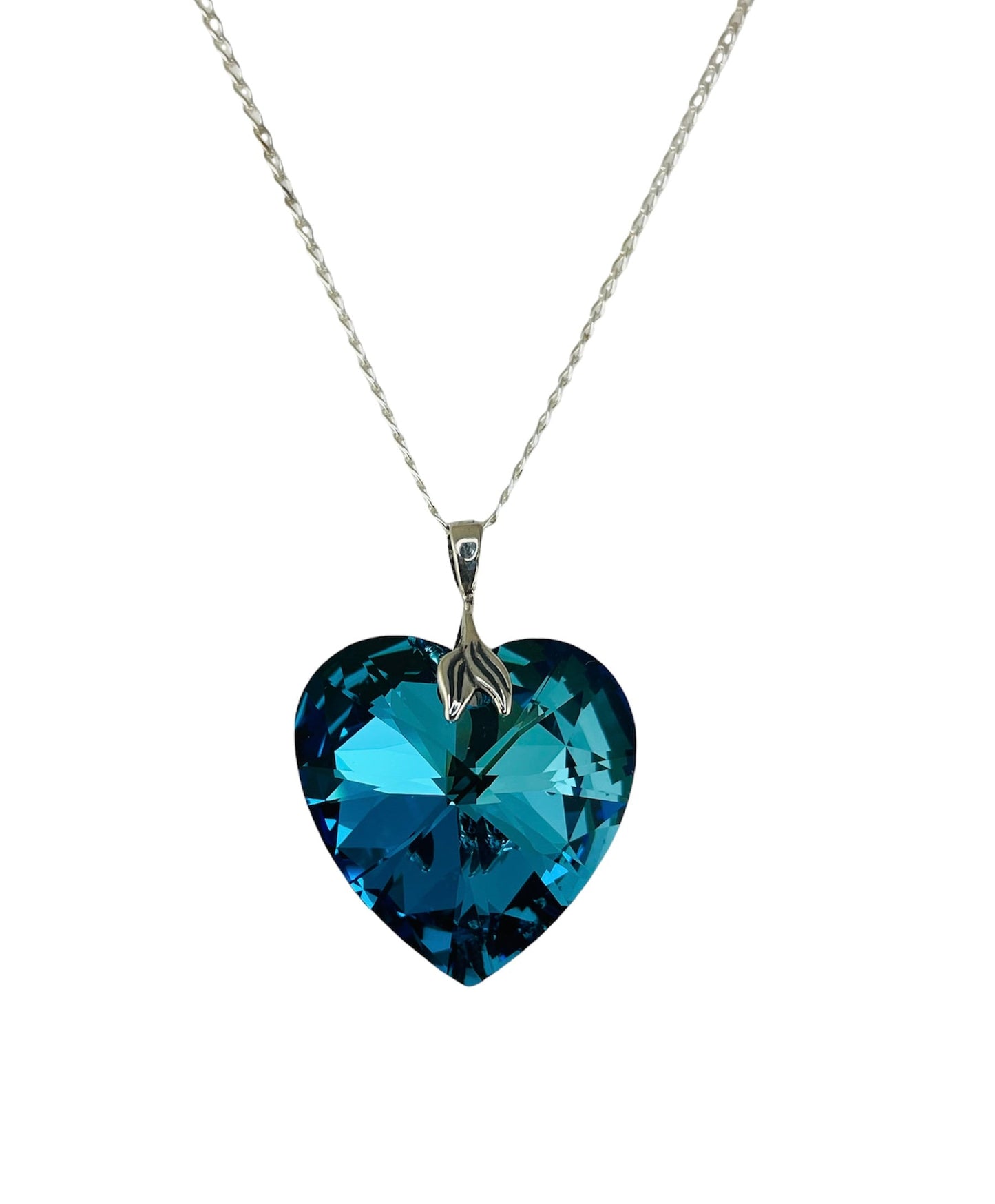 Large-PRESTIGE Crystal Bermuda Blue Heart Pendant Necklace,Gift for Valentine's Day Mother's Day,Blue Heart Necklace,Heart Crystal Necklace