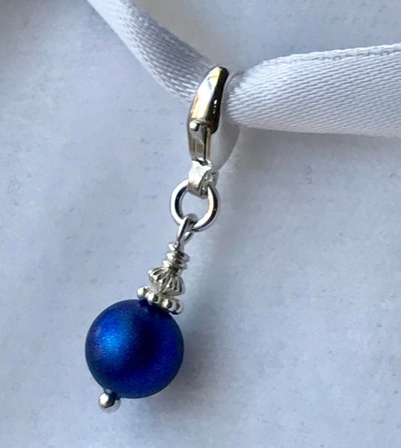 Bride Groom Something Blue Set Charm,Navy Blue Bouquet Charm,Blue Heart Bouquet Charm,Something Blue For Groom Bride Wedding Bouquet Charm
