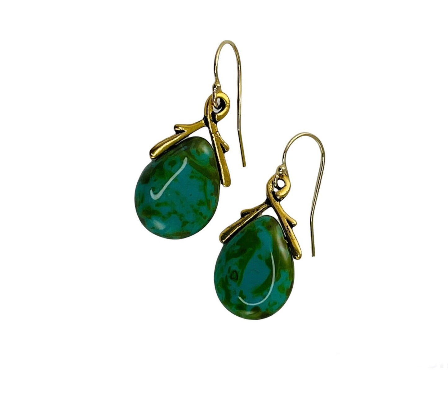 Turquoise Briolettes TearDrop Earrings,Turquoise Earrings,Mother of the Bride,Mother of the Groom,Gold Turquoise Earrings,Blue Gold Earrings