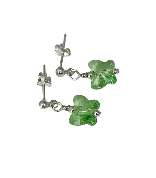 PRESTIGE Crystal Peridot Butterfly Earrings, August Birthstone Earrings, Light Green Butterfly Earrings