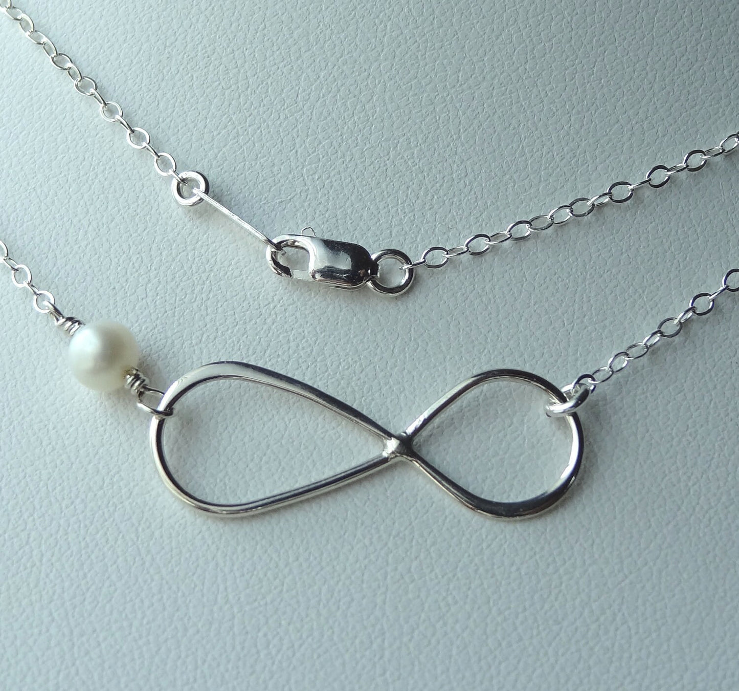 Sterling Silver Large Infinity Necklace,Freshwater Pearl Necklace,Bridesmaids,Friendship,Mother Necklace,Figure 8 Eigh,Gift for Girlfriend