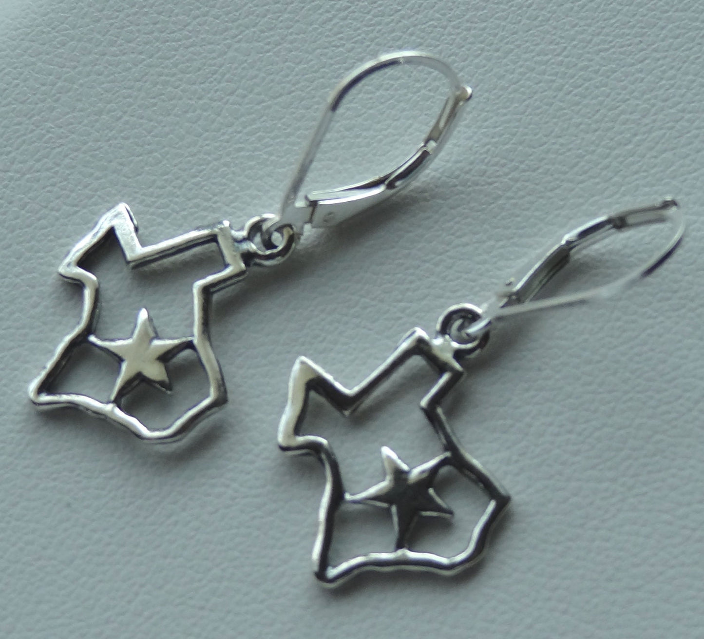 Sterling Silver Texas Earrings, Lone Star Earrings, Texas State Map Earrings, Texas Lone Star Earrings, Texas Star Earrings,Star Earrings