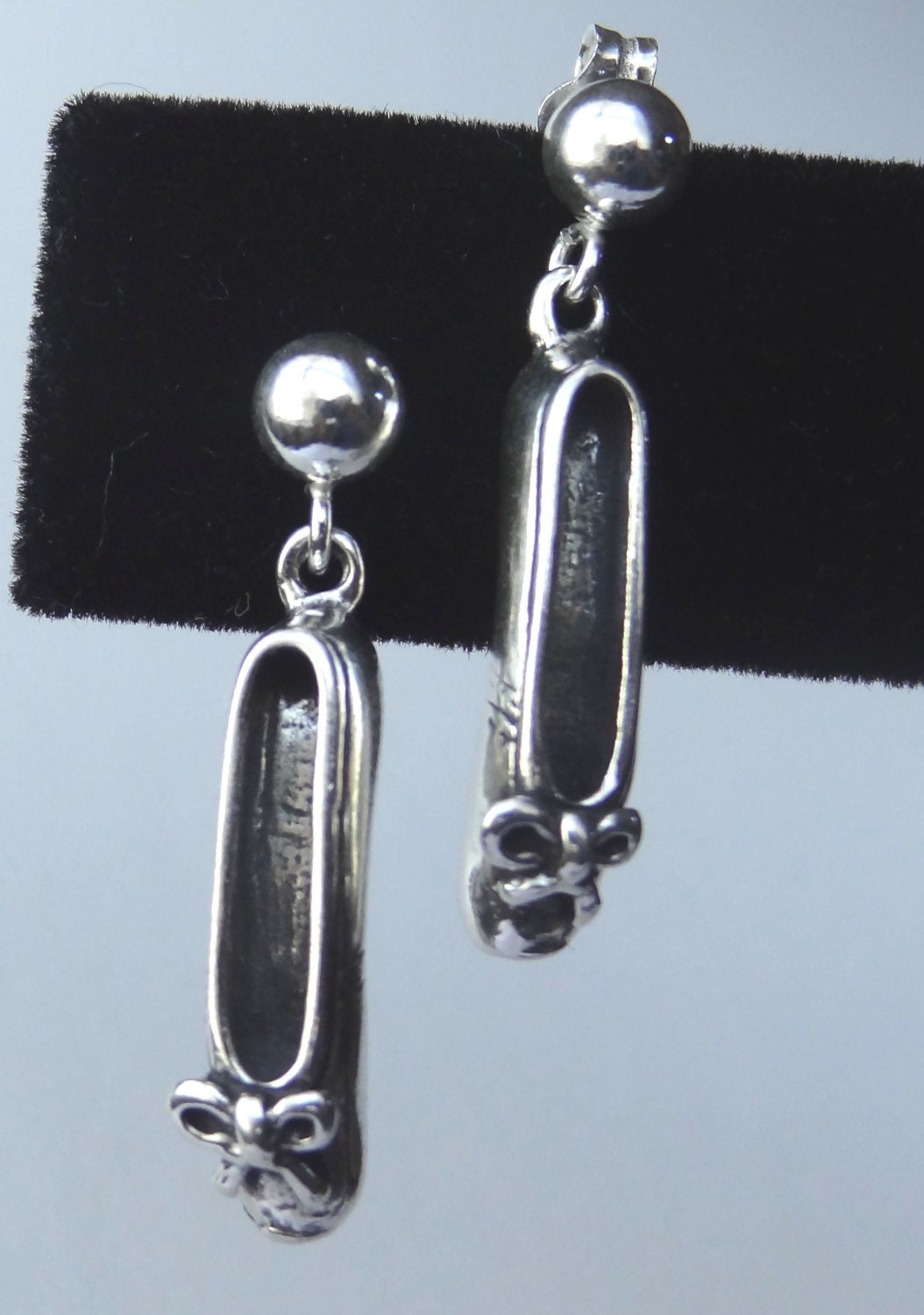 Sterling Silver  Ballet Slipper Post Stud Earrings, Ballerina Earrings, Ballet Slipper Charm,  Ballet Slipper  Earrings, Recital Gifts