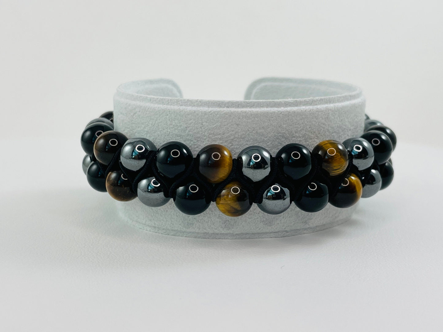 Triple Protection Bracelet,Hematite Black Onyx Tiger Eye Healing Bracelet,Spiritual Anxiety Bracelet,Bracelet for Him Boyfriend Men Husband