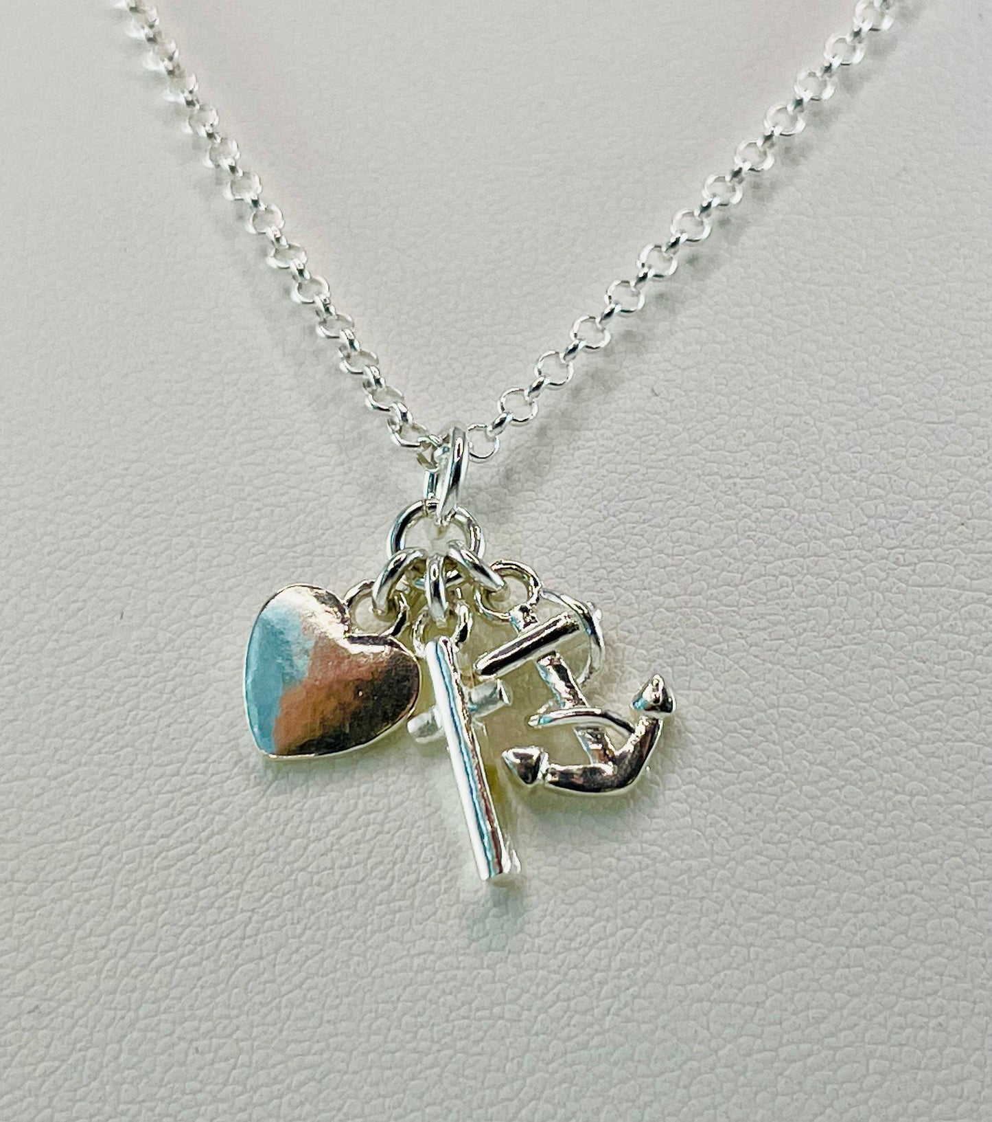 Heart Cross Anchor Necklace,Love Faith Hope Necklace,Christian Jewelry,Initial Necklace,First Communion Necklace,1 Corinthians 13