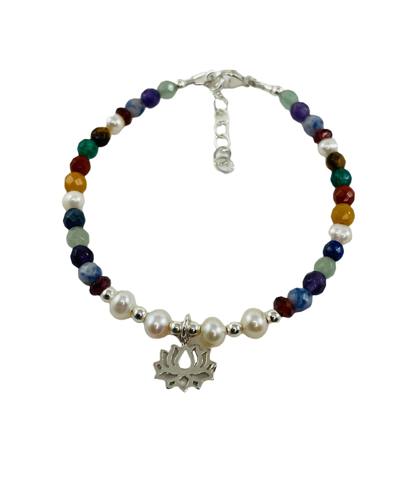 Multicolor Chakra Lotus Bracelet,Gemstone Beaded Bracelet,Healing Bracelet,Spiritual Meditation Zen Buddha Yoga Jewelry,Reiki,Gift for Him