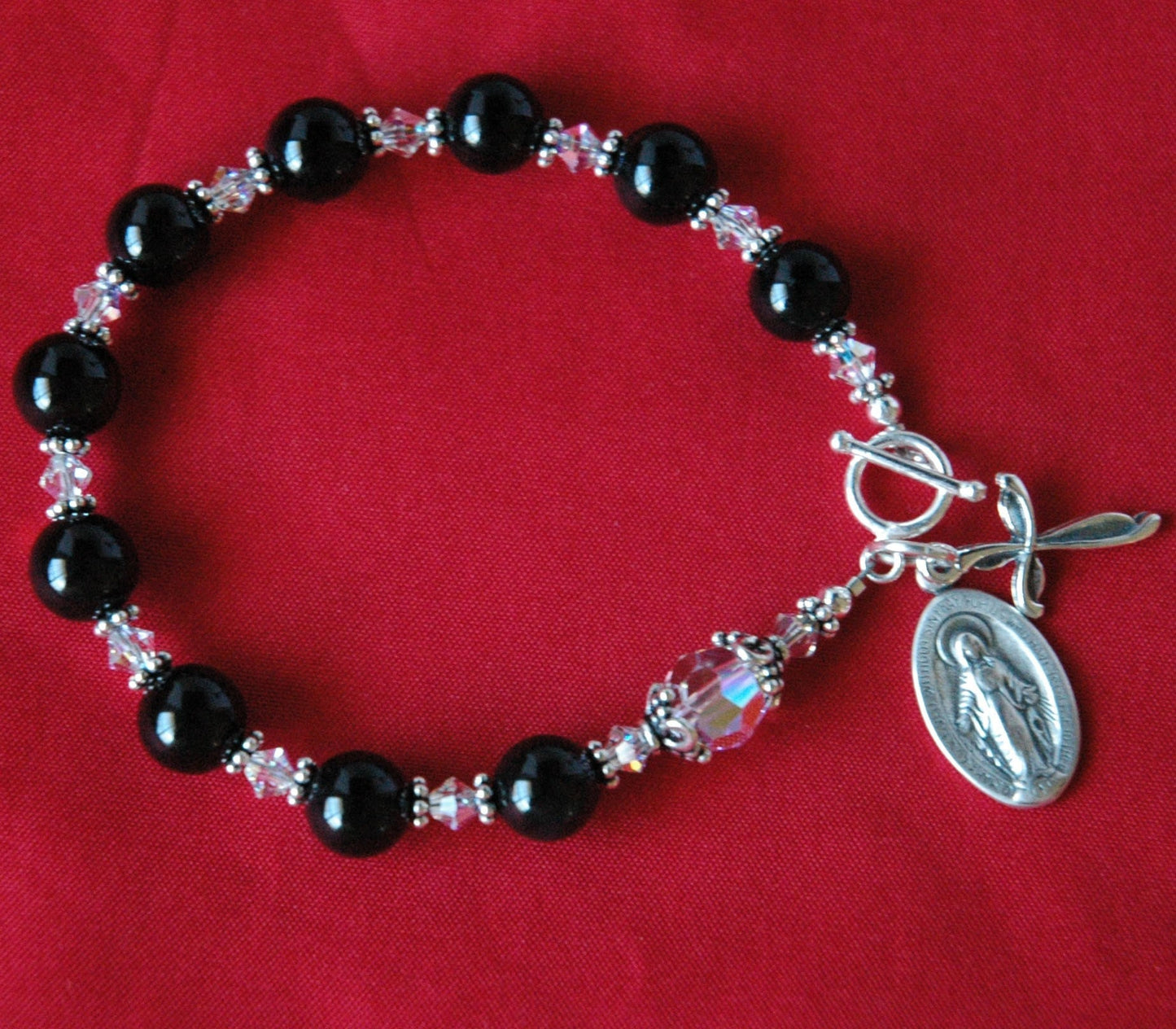 Black Onyx Rosary Bracelet,Godmother Bracelet,Chaplet Rosary Bracelet