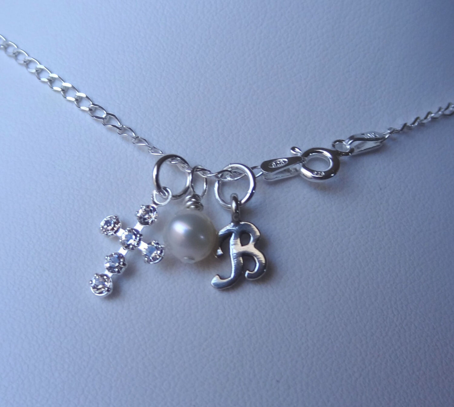 Silver Cross Heart Baby Girl Necklace,Birthstone Necklace,First Communion Necklace,Confirmation Cross Necklace,Goddaughter Cross Necklace