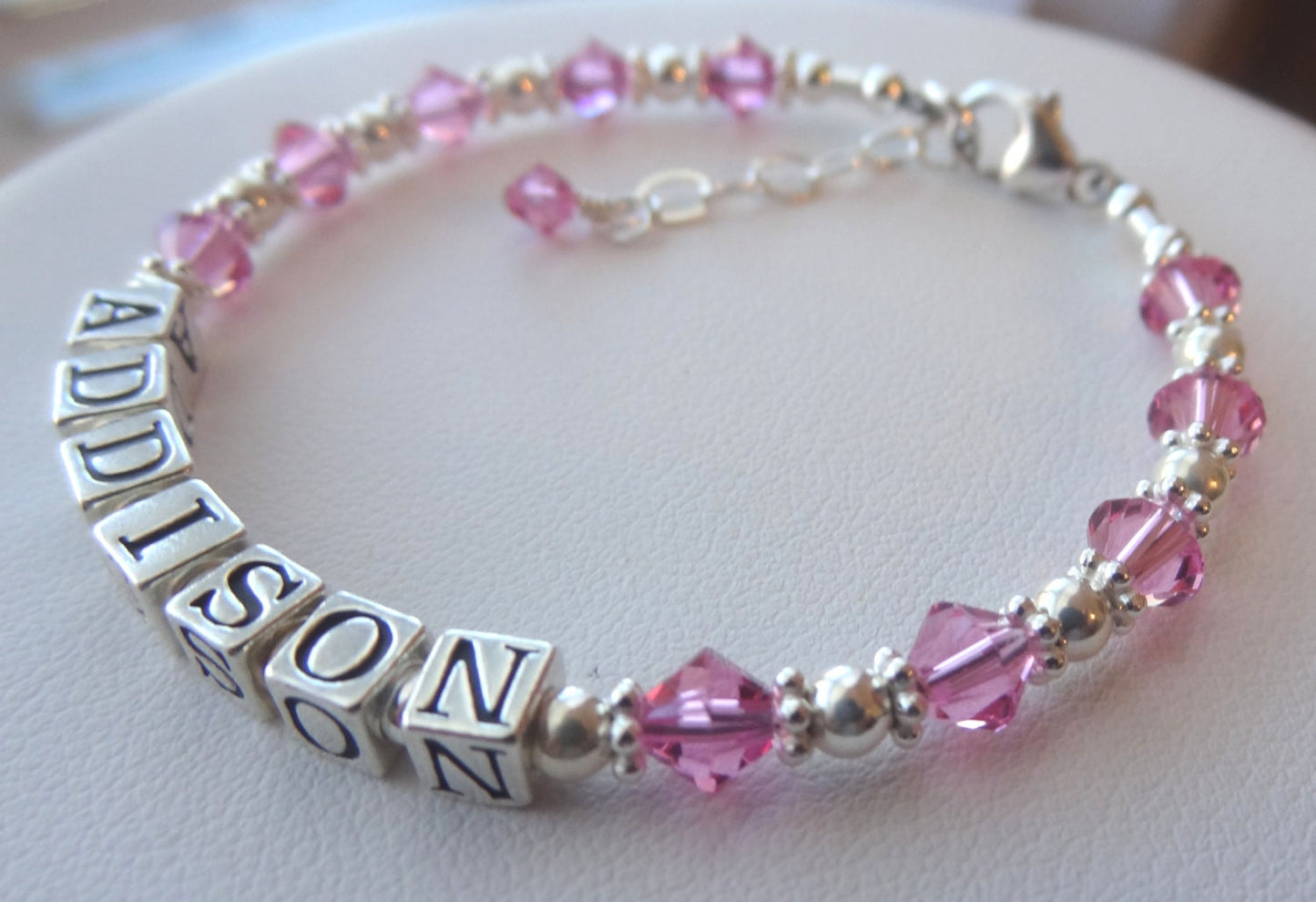 Personalized Crystal Name Children Bracelet,Birthstone Name Bracelet,Baptism Name Bracelet,Newborn Name Bracelet,Flower Girl Name Bracelet