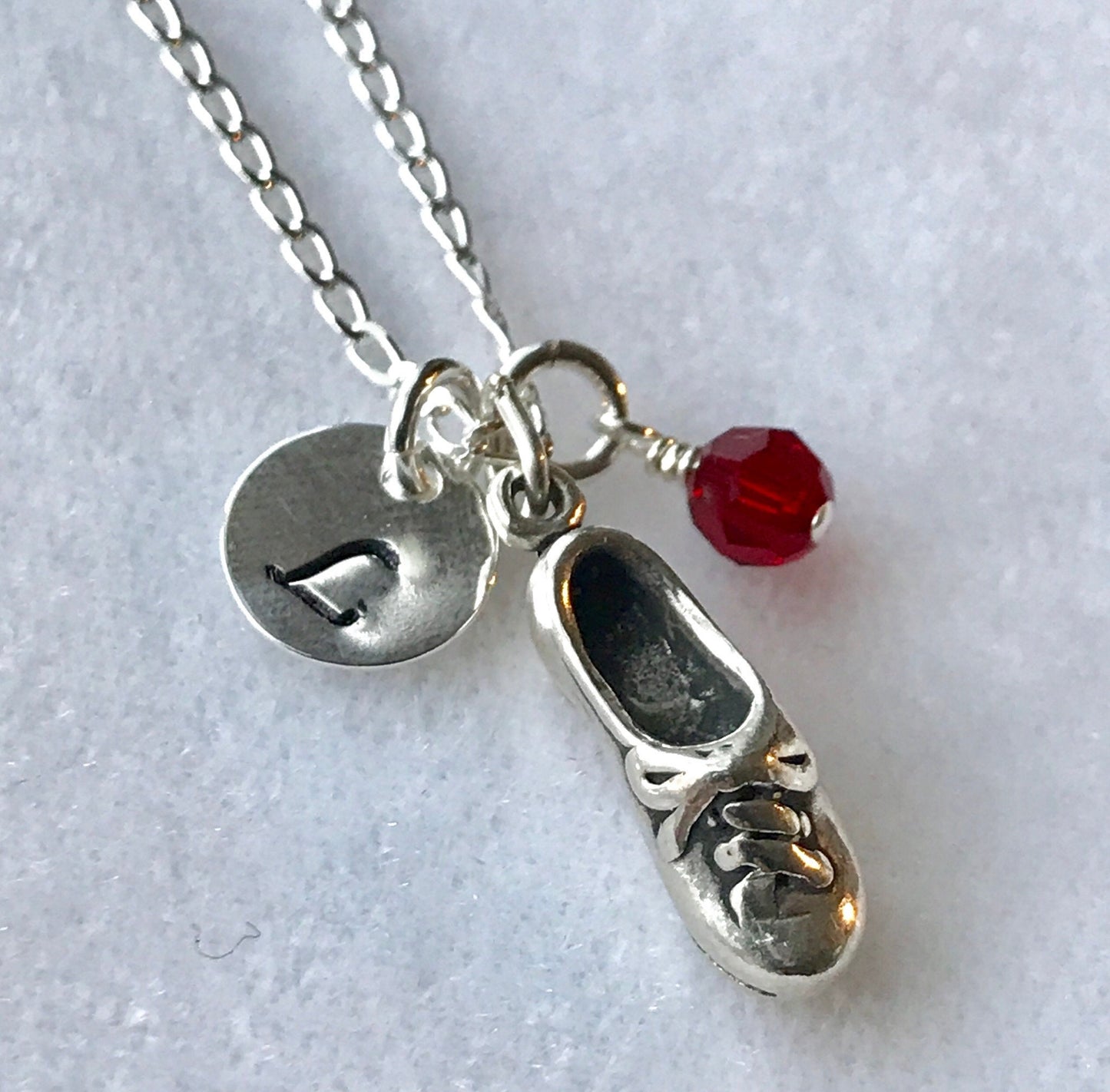 Sterling Silver Initial Tap Dancing Shoe Necklace, Personalized Tap Shoe Charm Necklace,Recital Gifts, Dancer Necklace, Tap Dance Necklace