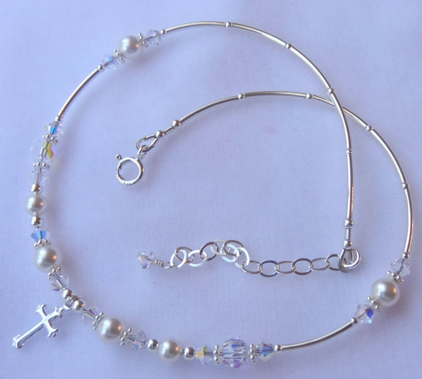 Sterling Silver First Communion Pearl Necklace,Flower Girl Pearl Necklace,Confirmation Pearl Necklace,Baptism Pearl Necklace,Cross Necklace