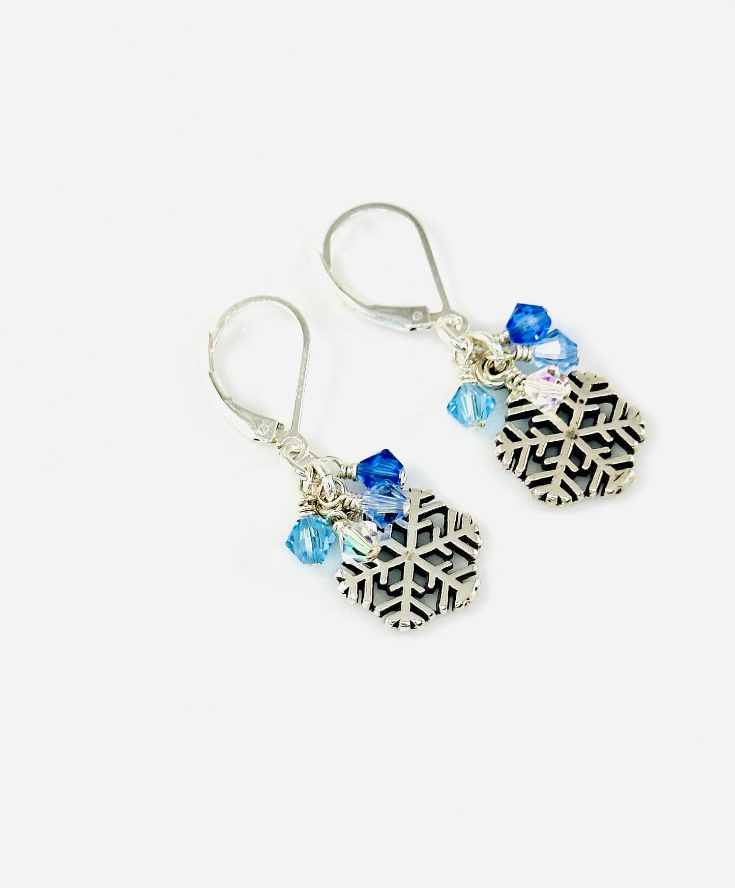 Sterling Silver Snowflake Winter Holiday Earrings, Winter Wedding Earrings