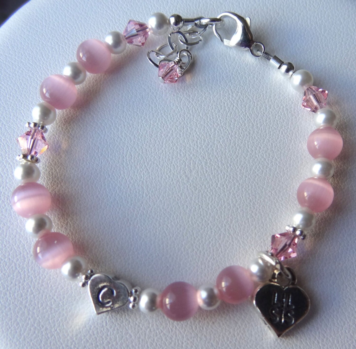 Sterling Silver Heart Initial  Big Sister/Little Sister Child Bracelet, Personalized Bracelet,  Flower Girls Bracelet, Monogram Bracelet