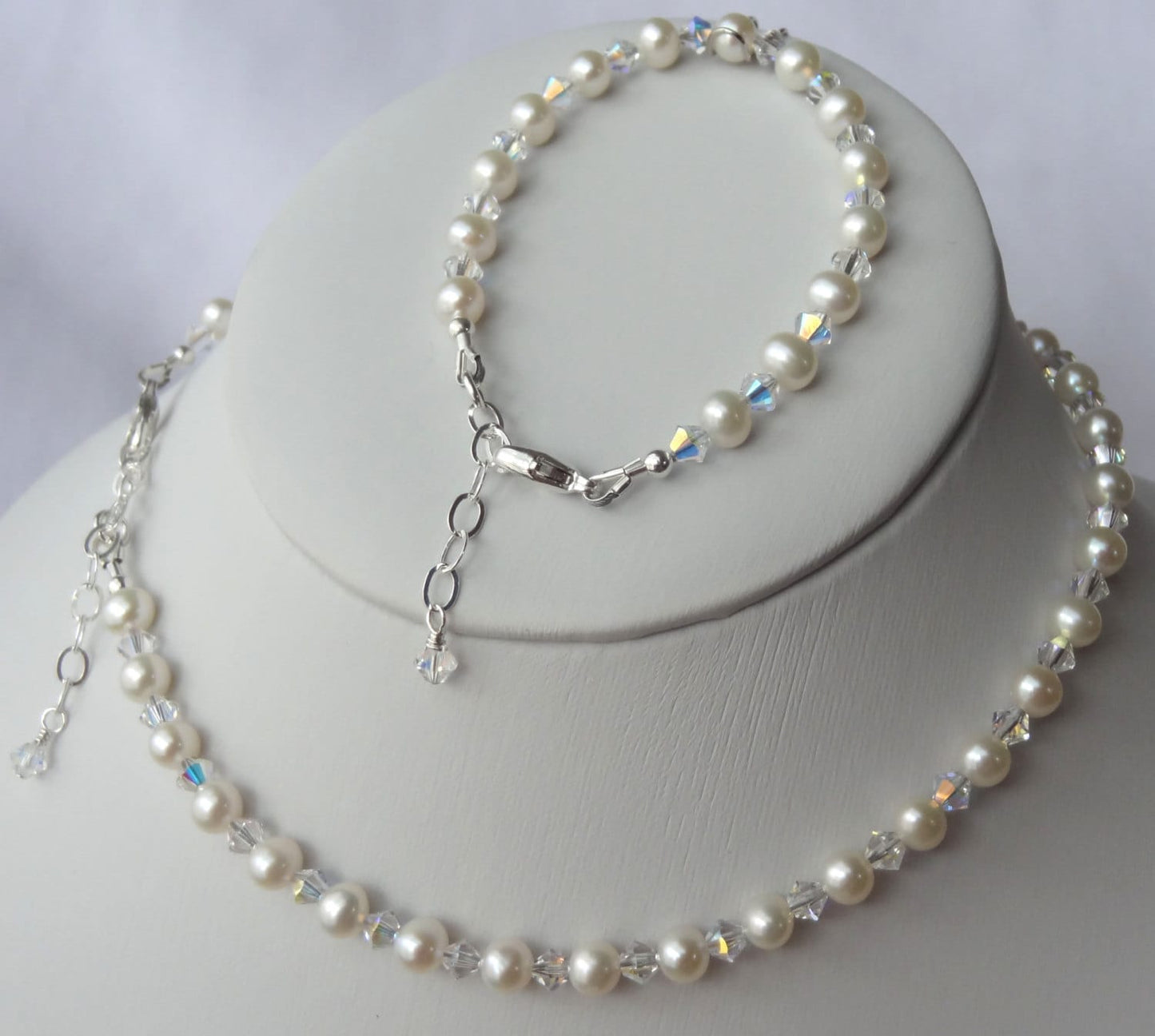 Real Freshwater Pearl and Crystal Girl Bracelet and Necklace-SET,Flower Girl Pearl SET,First Communion Necklace,Little Girl Pearls Necklace