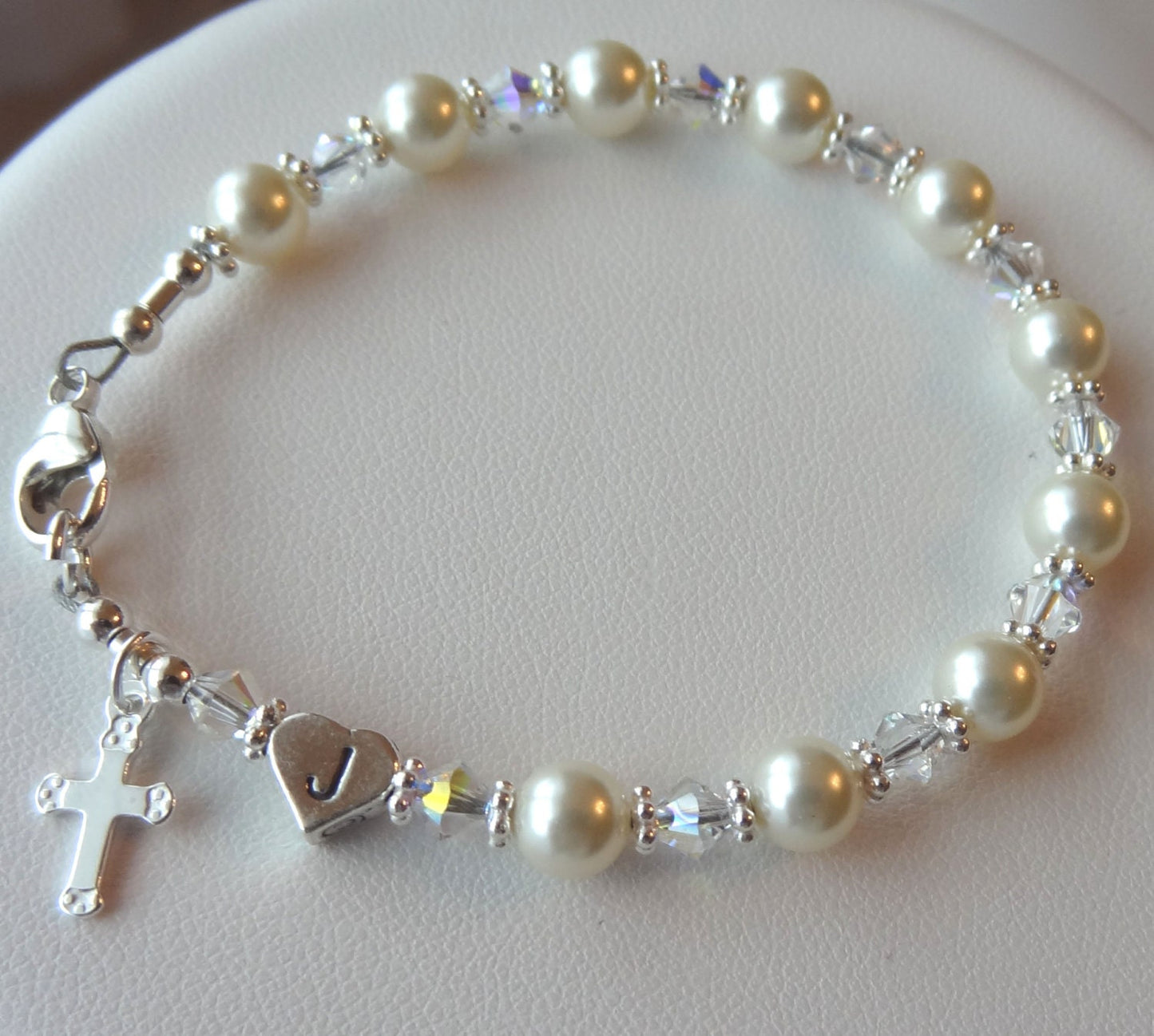 Personalized Multicolor Pastel Crystal Initial Rosary Chaplet Bracelet