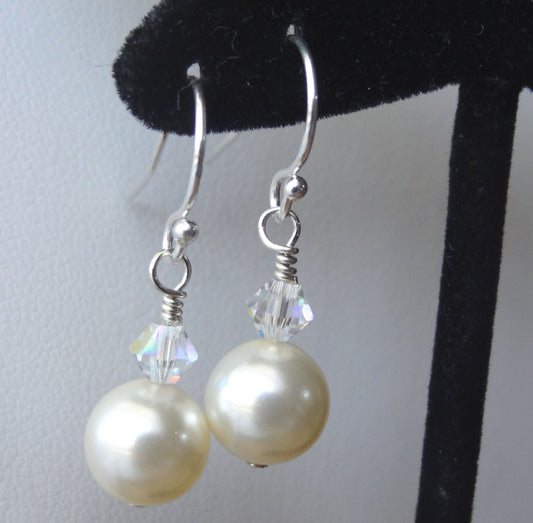 Crystal Pearl Earrings,Bridesmaids Git Set Earrings,Bridesmaids Earrings,Wedding Pearl Earrings,Bride Pearl Earrings,Bridal Pearl Earrings
