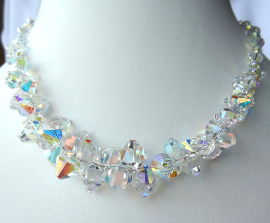 Bride Crystal Rock Bicone Necklace,Bride Crystal Jewelry Necklace,Bridal Crystal Jewelry Necklace,Wedding Necklaces for Brides,Mothers of
