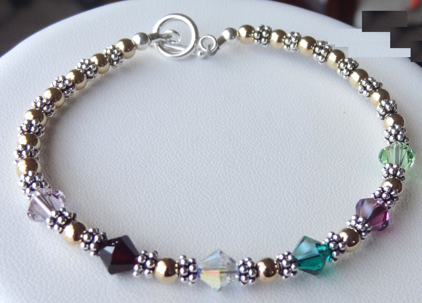 Gold and Silver Family Birthstone Bracelet,Mother Bracelet,Bracelet Gift for Grandmother Nanny Mimi Gigi Nana,Family Bracelet,Mother's Day