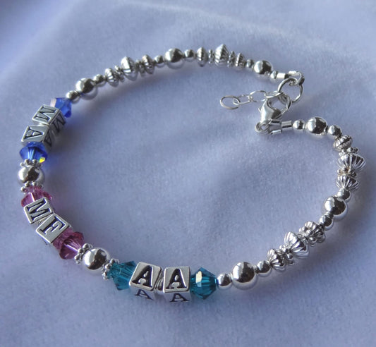 Sterling Silver Family Birthstone Crystal Bracelet,Mother Birthstone Bracelet,Nana Grandmother Grandma Mom Bracelet,Mother's Day Gift