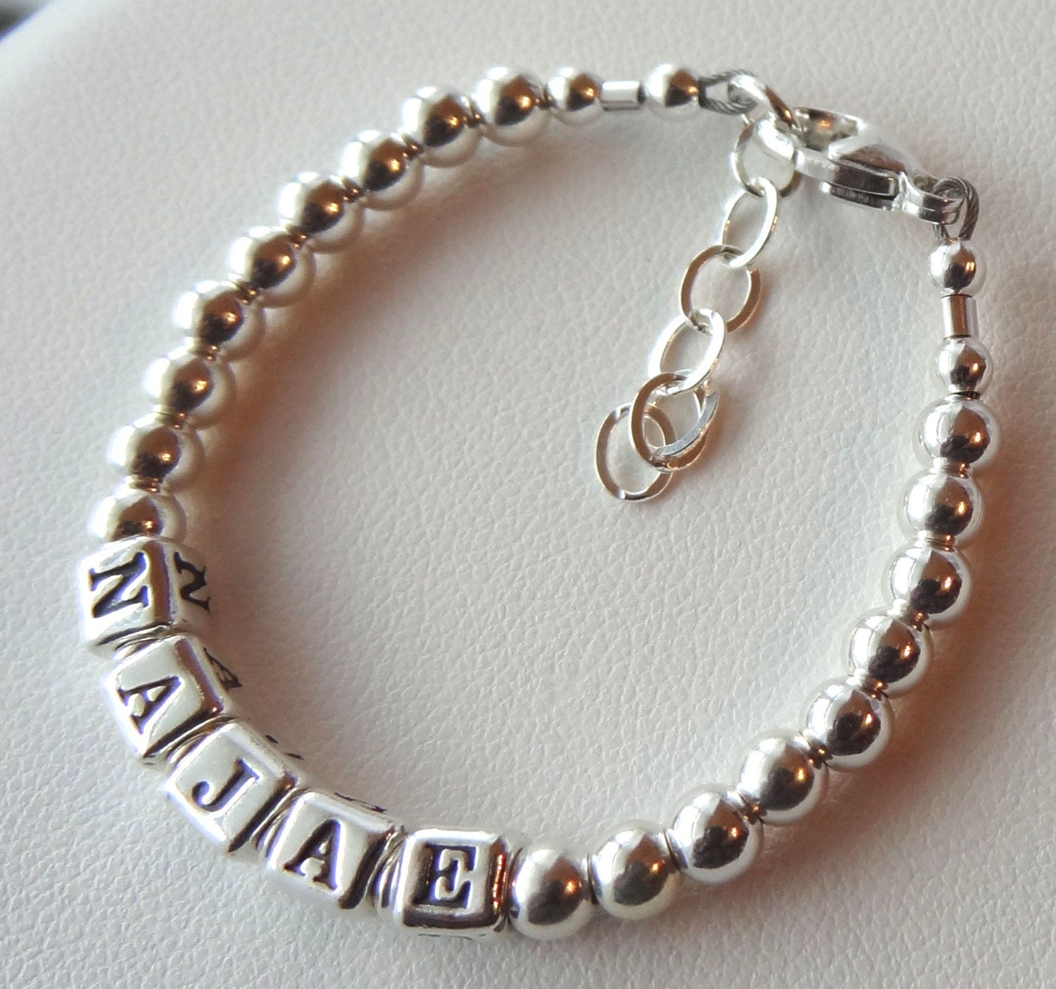 Buy Sterling Silver Beaded Name Bracelet for Child, Boy or Girl Baptism  Christening Gift, Confirmation 1st Communion Gift, Custom Baby Jewelry  Online in India - Etsy