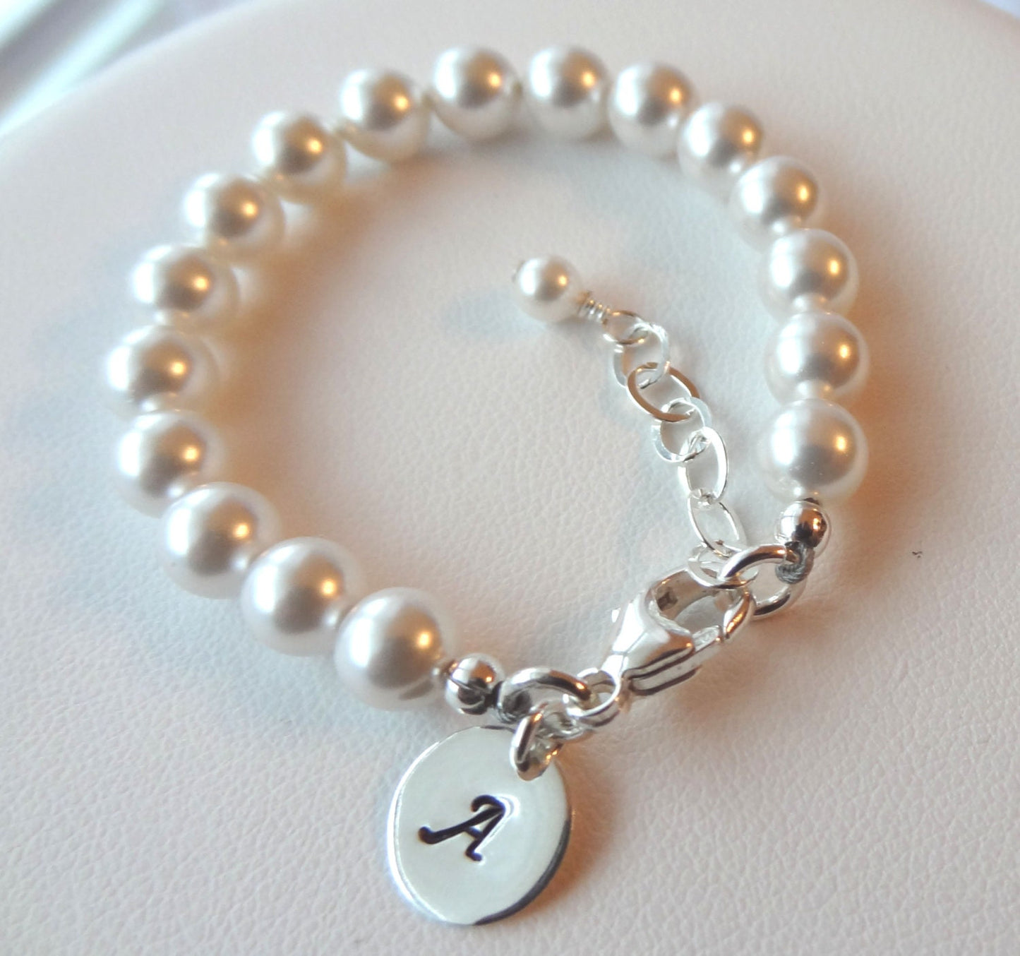 Personalized Baby Girl Pearl Bracelet,Baby Pearl Cross Bracelet,Initial Pearl Bracelet,Baptism First Communion Confirmation Pearl Bracelet