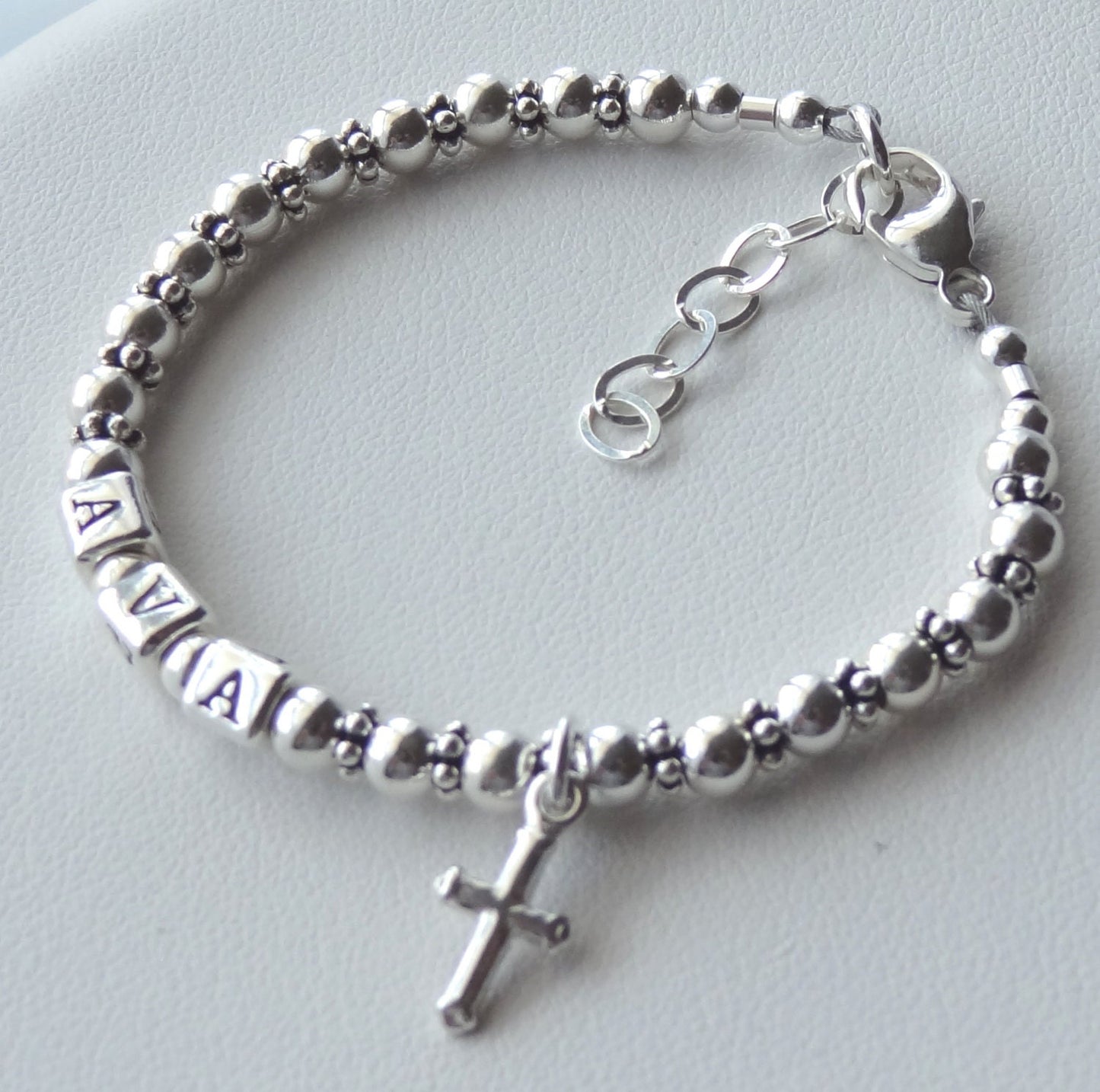 BOY-GIRL-Personalized Silver Baby Name Bracelet,Silver Boy Name Bracelet, Boy Bracelet, Baptism Baby Boy Bracelet, Baby Boy Cross Bracelet