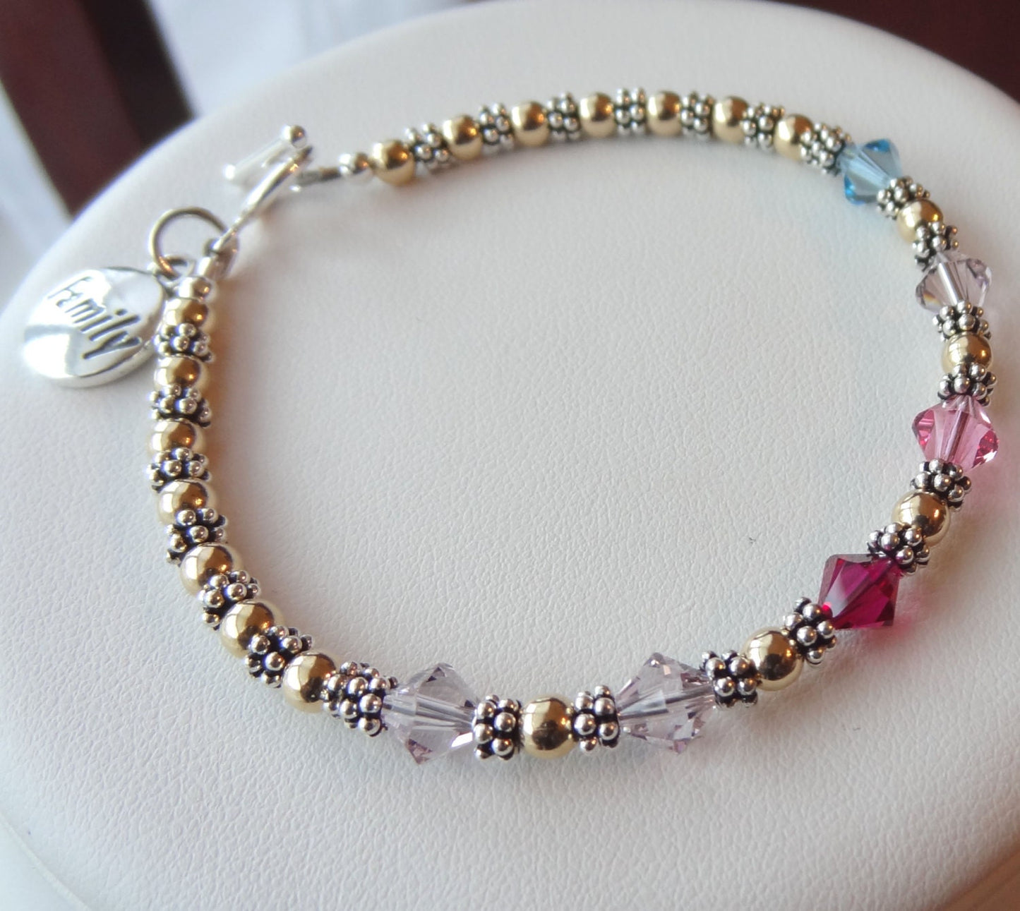 Gold and Sterling Silver Family Birthstone Bracelet, Mother Teacher Nana Bracelet Delivery Nurse, RN Bracelet, Grandmother,  Nanny