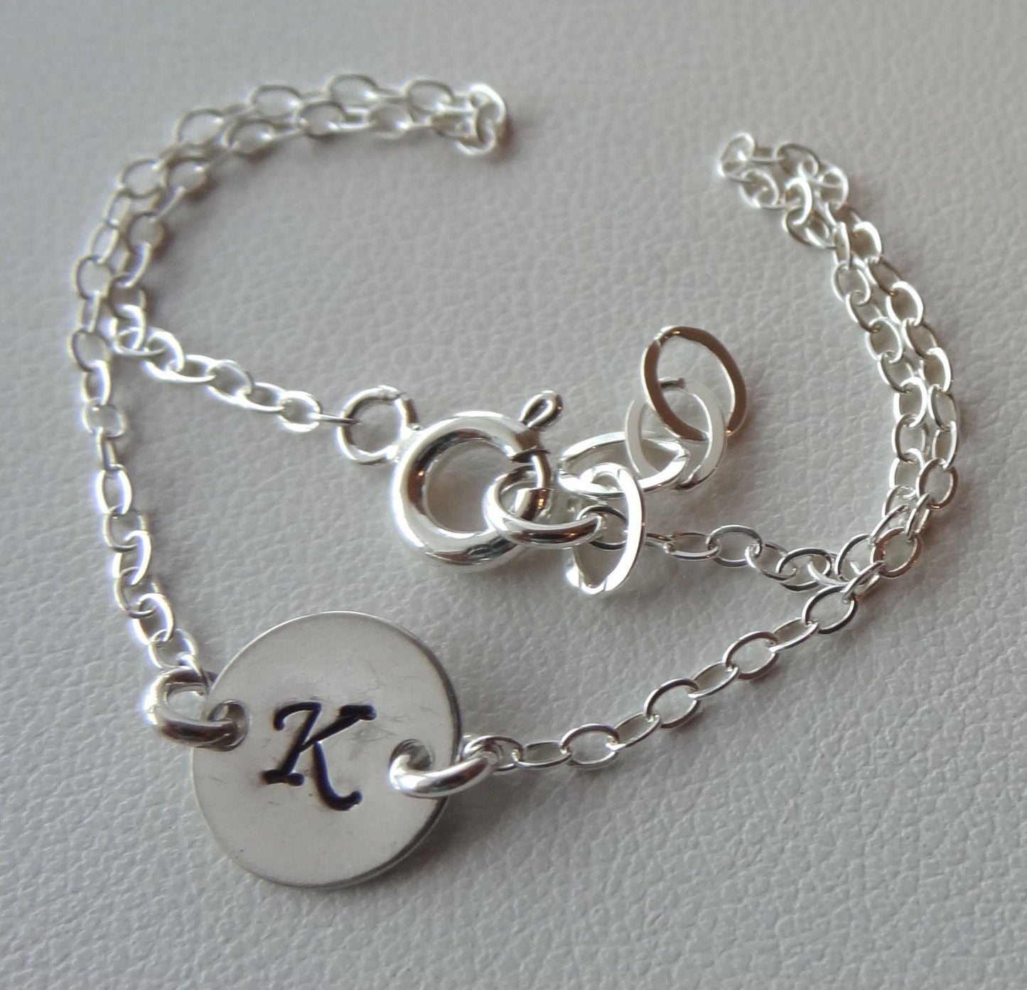 Personalized Family  Bracelet, Initial Disc Bracelet, Mother's Gift Bracelet,  Hand Stamp Bracelet, Grandma's Charm Bracelet, Mom's Bracelet