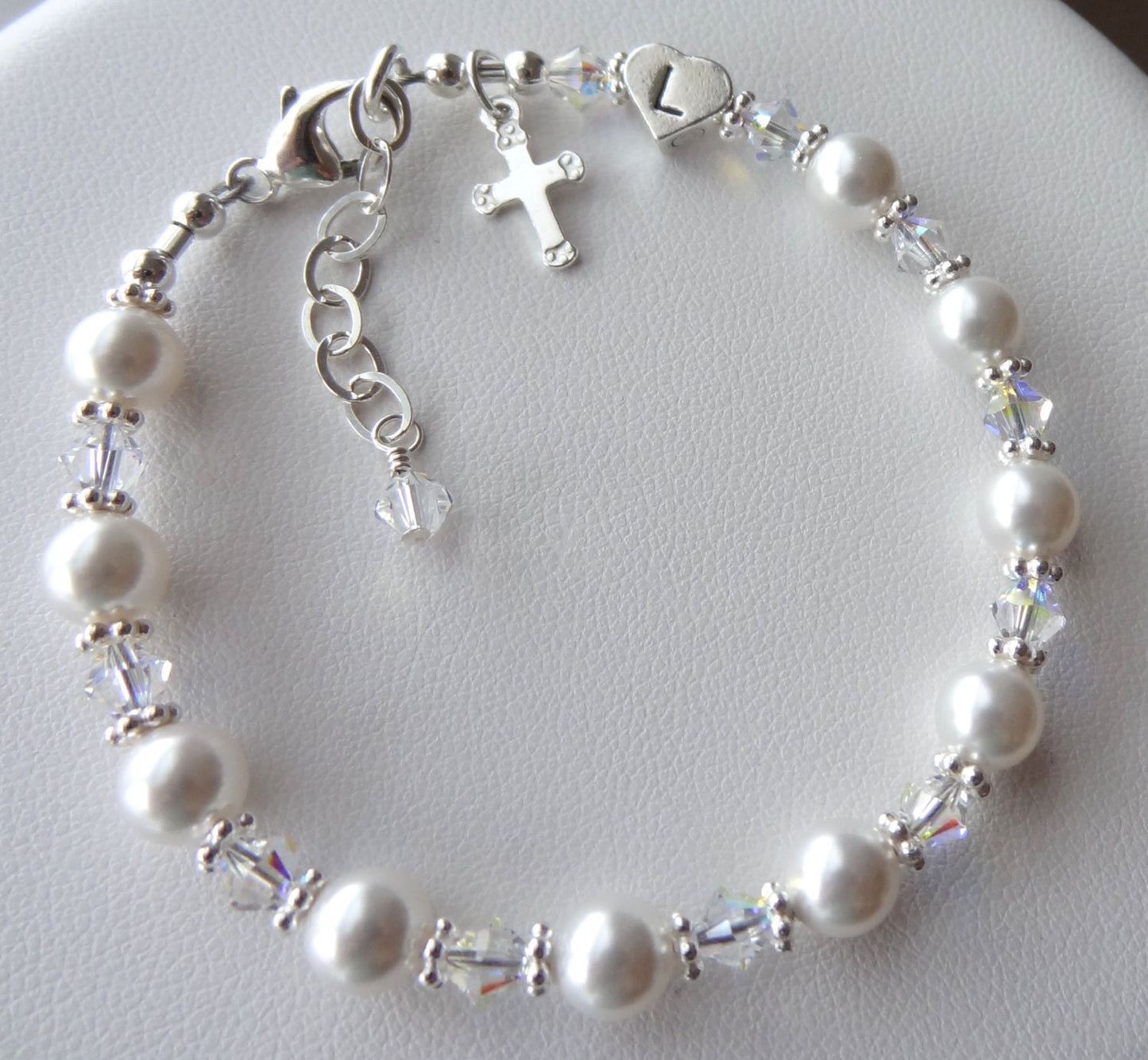 Personalized Multicolor Pastel Crystal Initial Rosary Chaplet Bracelet