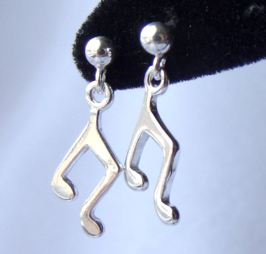 Sterling Silver Music Notes Earrings,Tiny Notes Dangles,Notes Ball Stud,Music Post Earrings,Flower Girl Earrings, Musical Notes Earrings