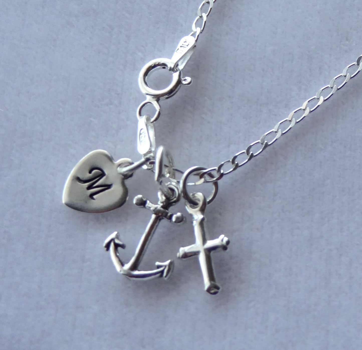 Heart Cross Anchor Necklace,Love Faith Hope Necklace,Christian Jewelry,Initial Necklace,First Communion Necklace,1 Corinthians 13