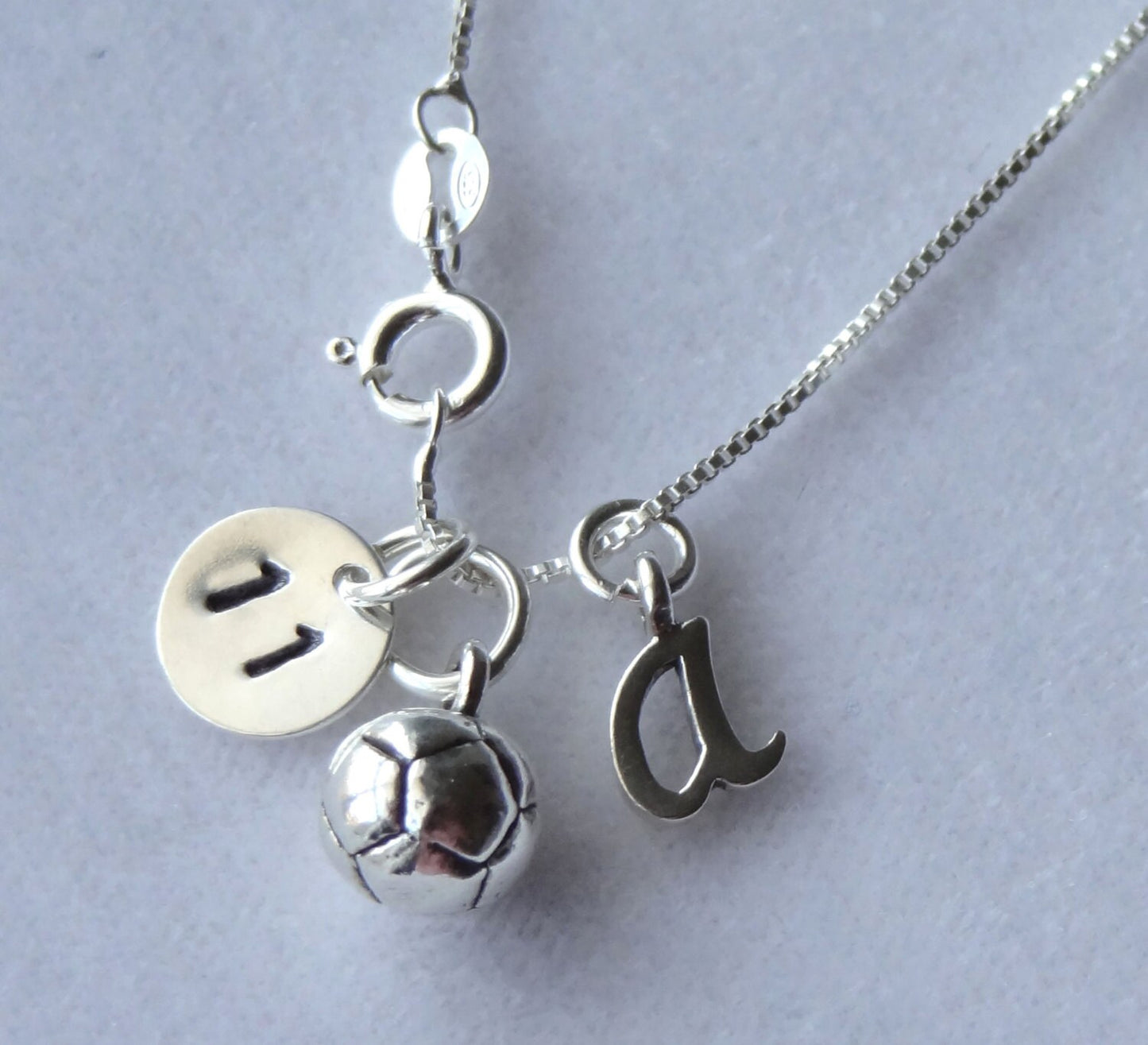 Sterling Silver Personalized Soccer Ball Necklace,Birthstone Necklace,Birthstone Sports Jewelry,Personalized Sport Jewelry Football Soccer