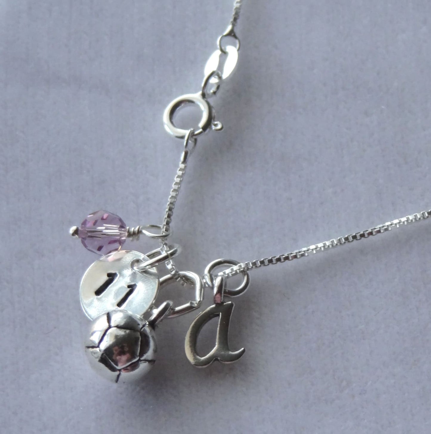 Sterling Silver Personalized Soccer Ball Necklace,Birthstone Necklace,Birthstone Sports Jewelry,Personalized Sport Jewelry Football Soccer