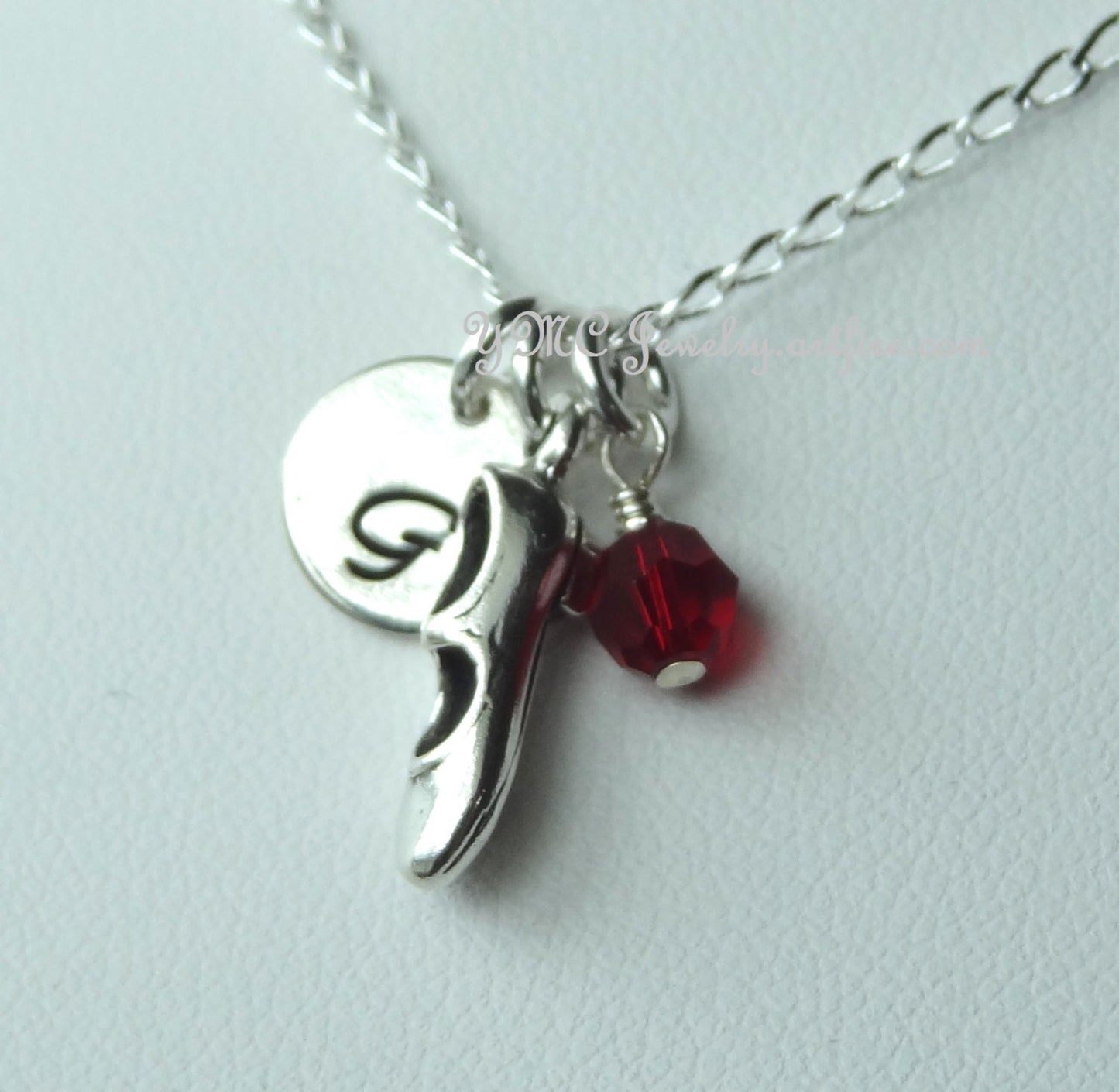 Sterling Silver Initial Tap Shoe Necklace,Tap Shoe Charm,Personalized,Tap Shoe Necklace,Recital Gifts,Dancer Necklace,Ballerina Necklace