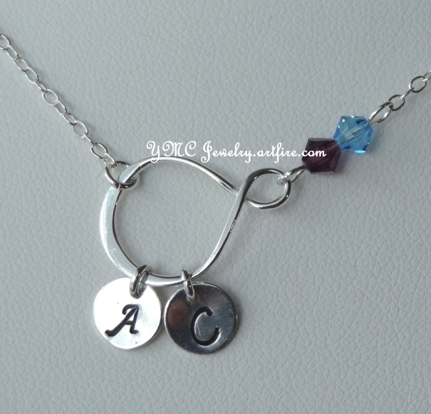 Sterling Silver Infinity Necklace,Initial, Birthstone Necklace,Family Necklace,Family Birthstone Infinity Necklace,Infinity Necklace,Grandma