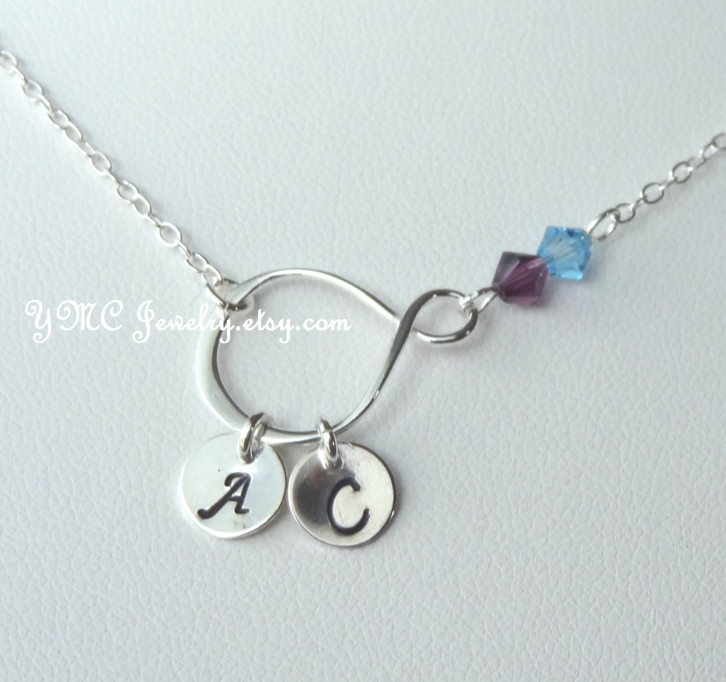 Sterling Silver Infinity Necklace,Initial, Birthstone Necklace,Family Necklace,Family Birthstone Infinity Necklace,Infinity Necklace,Grandma