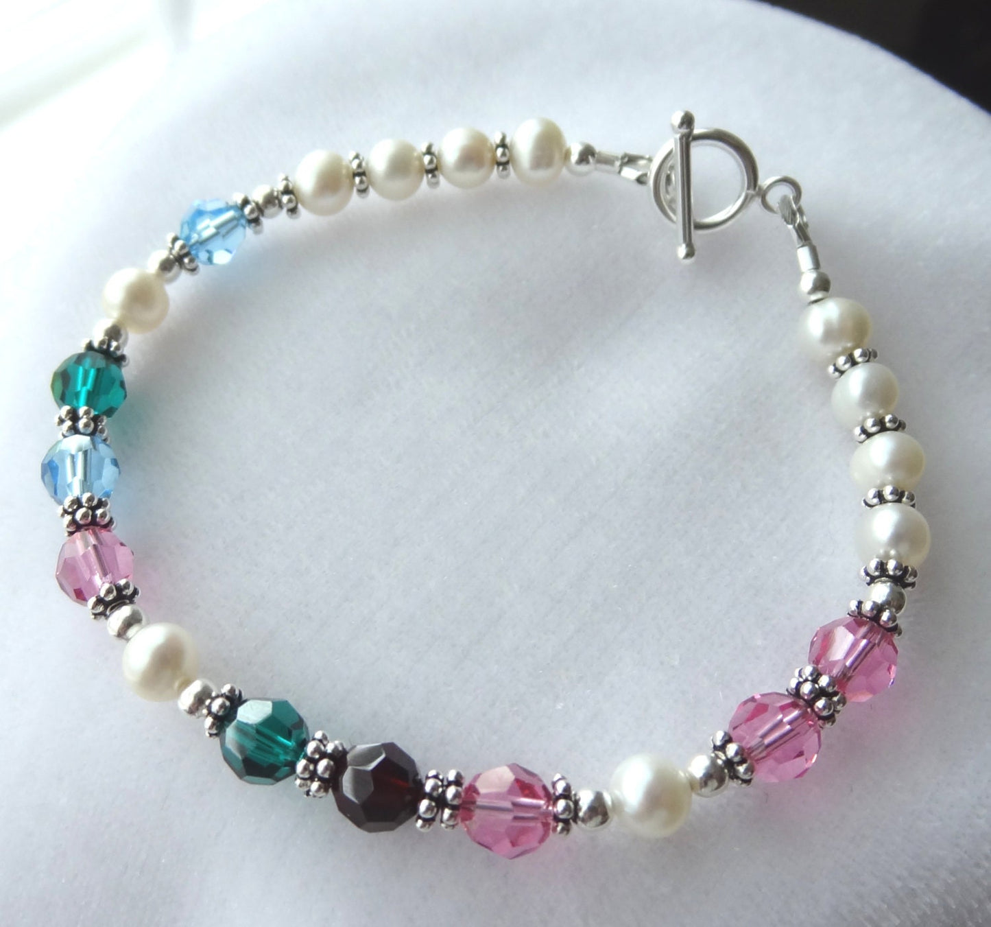 Personalized Mothers Birthstone Bracelet,Silver Birthstone Pearl Teacher Bracelet,Delivery Nurse Bracelet,Family Birthstone Bracelet