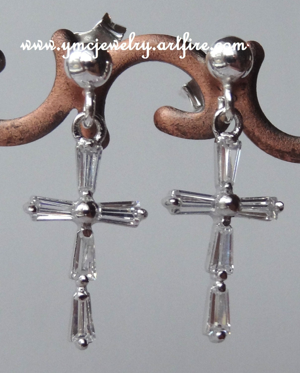 Sterling Silver Cubic Zirconia Cross Stud Post Earrings- Confirmation Earrings, Cross Earrings, Cubic Zirconia Cross Earrings, RCIA Earrings