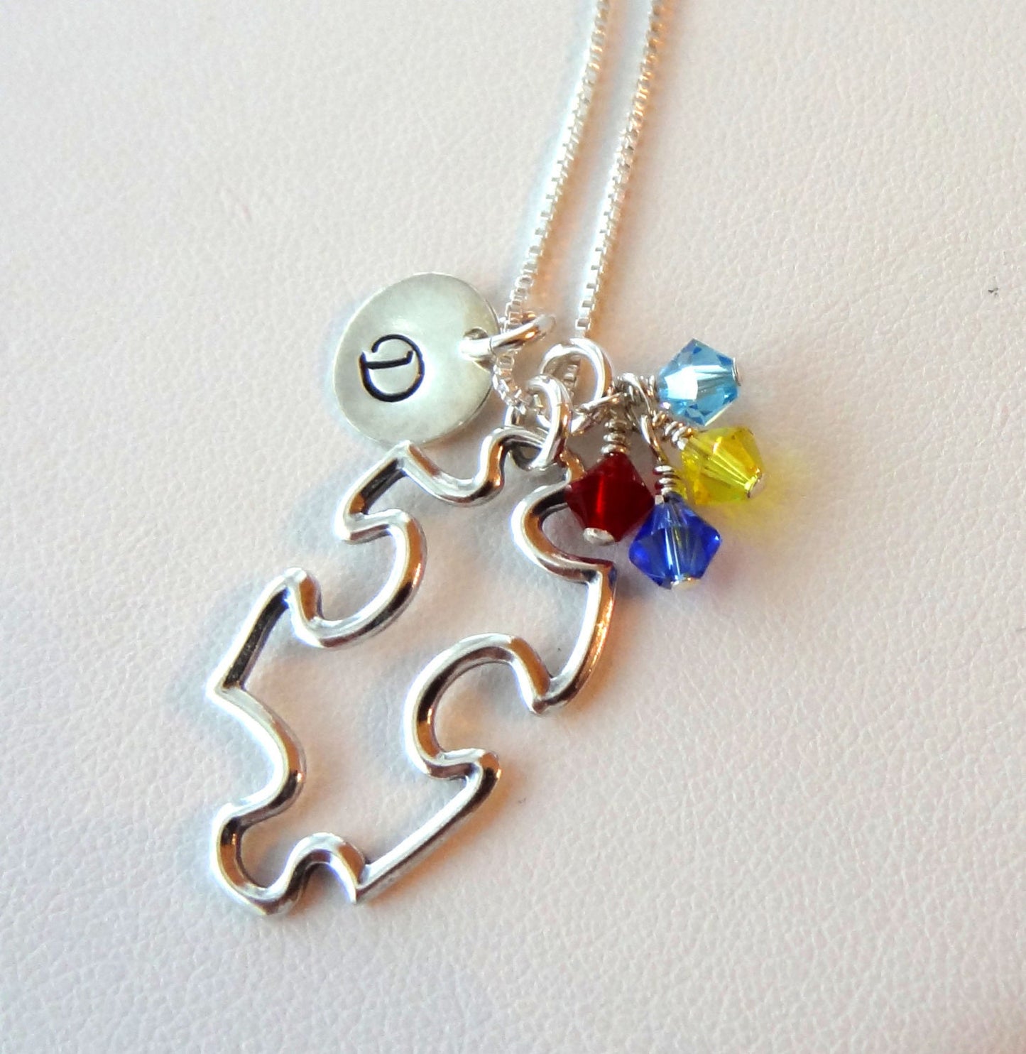 Sterling Silver Puzzle Piece Necklace, Sterling Silver Puzzle Jewelry, Autism Necklace, Autism Awareness, Perzonalized Puzzle Necklace
