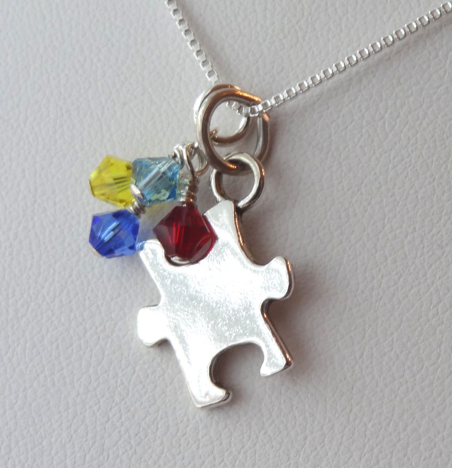 Sterling Silver Ribbon Puzzle Necklace, Sterling Silver Autism Awareness Necklace, Autism Necklace, Puzzle Necklace, Asperger Necklace