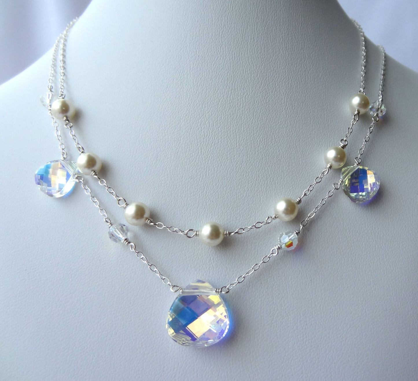 Bride Briolette Crystal Necklace,Bridal Teardrop Crystal Necklace,Bridesmaid Gift Set Necklace,Wedding Bride Bridal Necklace,Mother of Bride