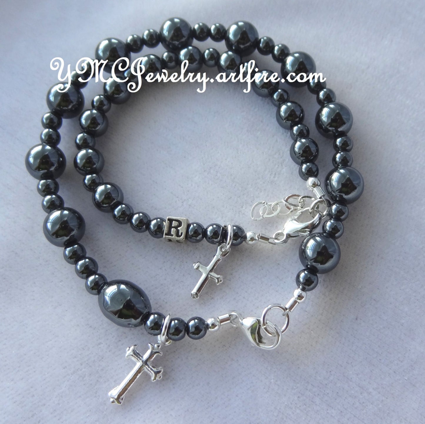 Sterling Silver Catholic Baptism Godparent/Father and Baby Boy Rosary Bracelet Set,Godfather Bracelet,Boy Rosary Bracelet,Chaplet Bracelet