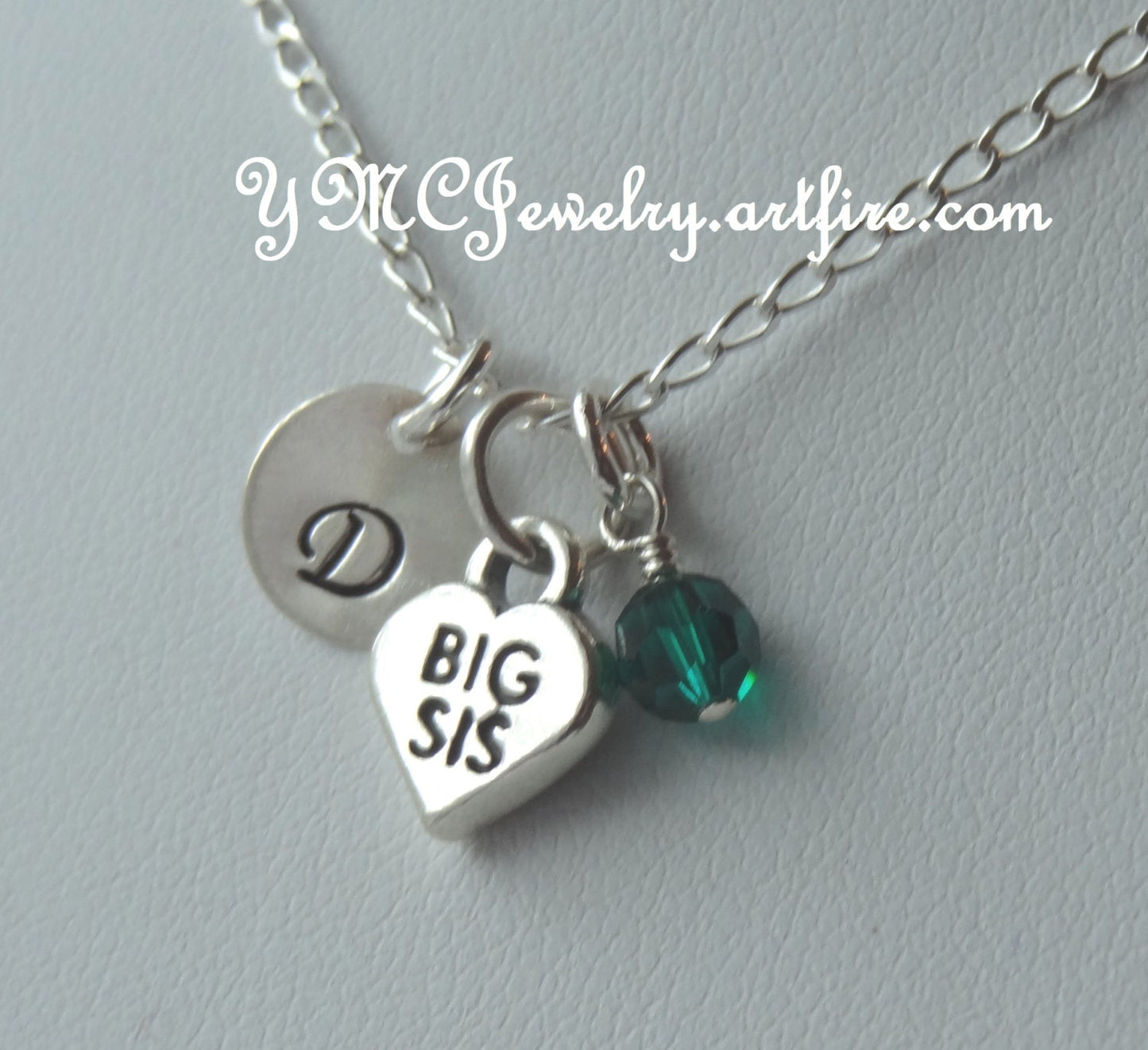 Personalized Big Sister Lil Sister Birthstone Initial Girl Necklace,Monogrammed Sisters Necklace,Big Sister Necklace,Little Sister Necklace