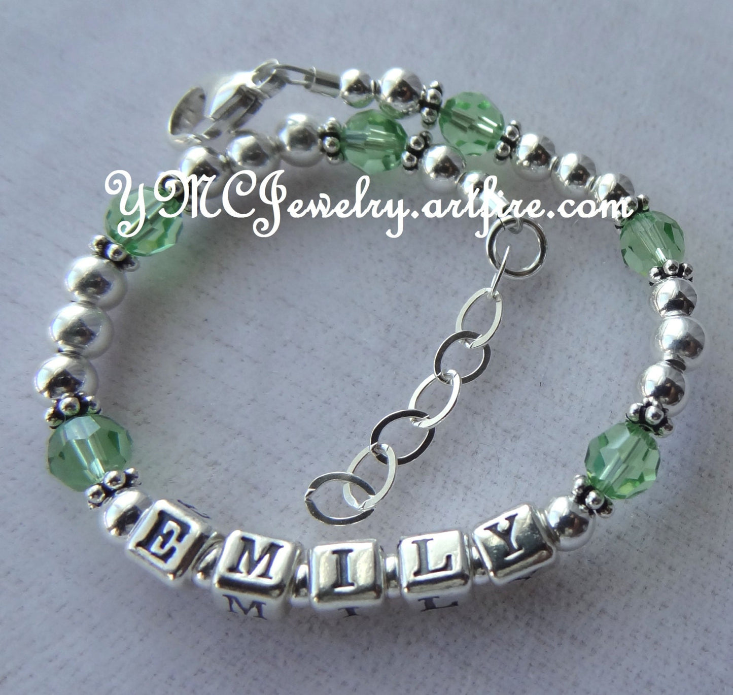 Sterling Silver Freshwater Pearl and Crystal Name Bracelet,Name Children Bracelet,Birthstone Bracelet,Christening First Communion Bracelet