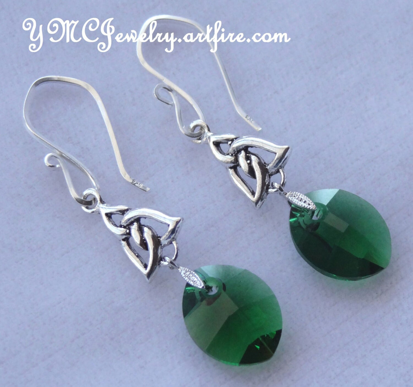 Sterling Silver Pearl Green Celtic Earrings,Irish Earrings,St. Patrick's Day,Dainty Celtic Earrings,Celtic Earrings,Pearl Celtic Earrings