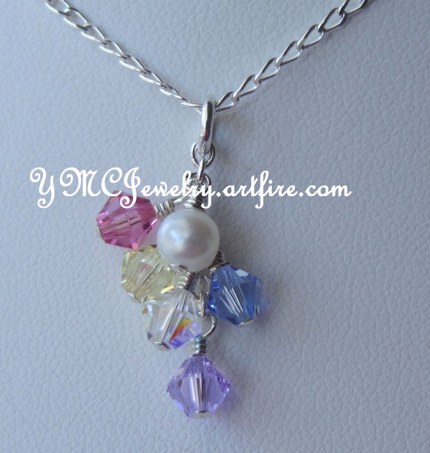 Sterling Silver Little Sister/Big Sister Heart Charm Necklace,Freshwater Pearl Necklace,Multicolor Dangle Pendant,Lil Sis - Big Sis Necklace