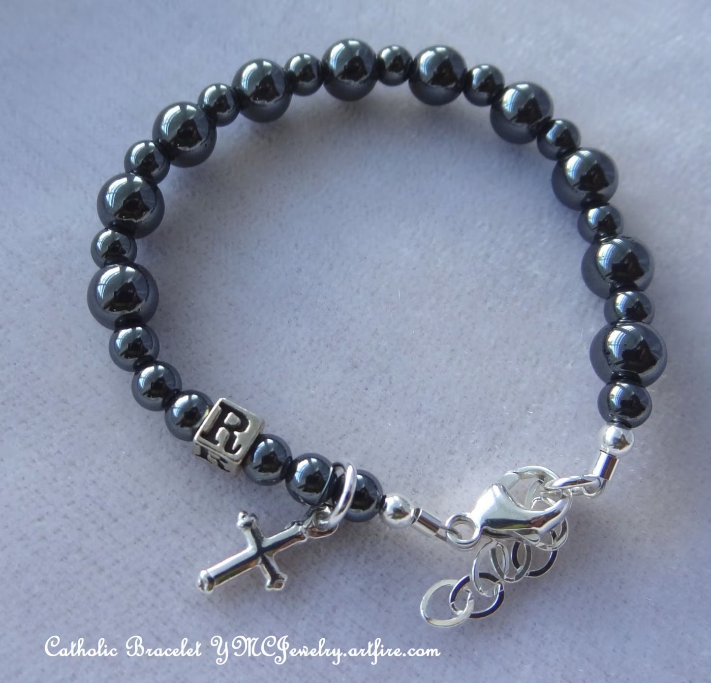 Sterling Silver Catholic Baby Boy Baptism Personalized Rosary Bracelet,Christening Boy Bracelet,Boy Chaplet Bracelet,Chaplet Bracelet